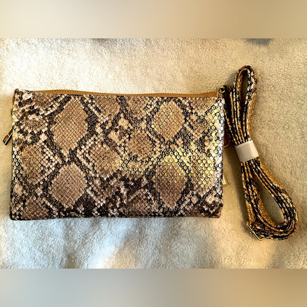 Gold snake print crossbody
